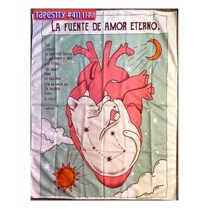 Cute White Heart Love Cat Tapestry Hanging Wall Decor‎